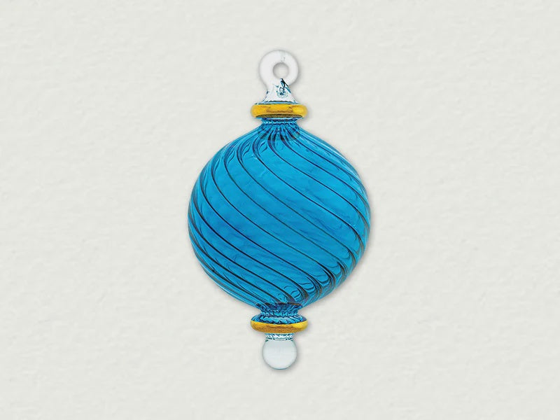 Twist Blue Ball Glass Ornament