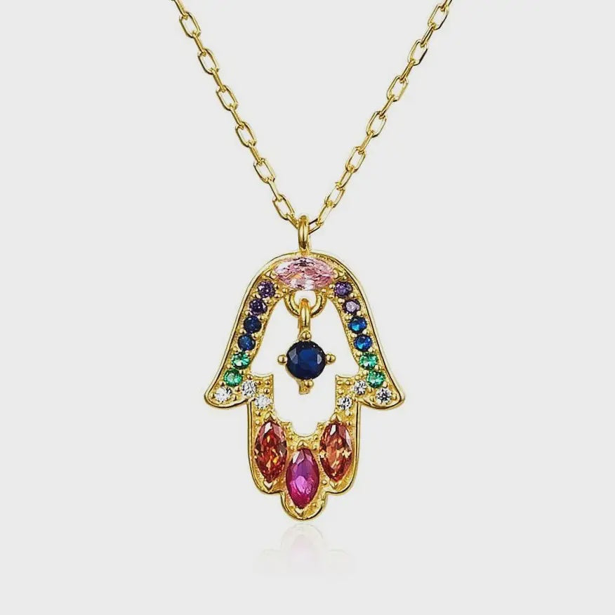 Colour Chamsa CZ Necklace