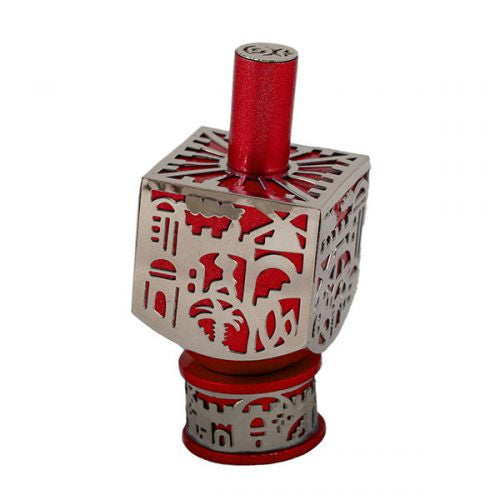 Metal Cut Out Large Jerusalem Red Dreidel