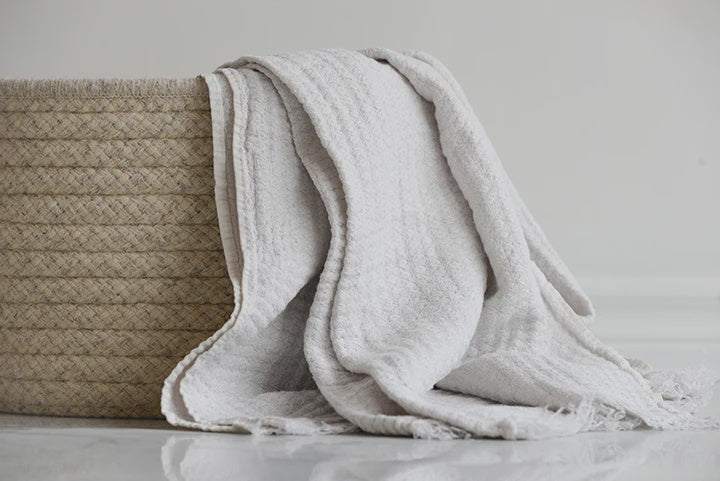 Hampton Silver Grey 100% Linen Throw