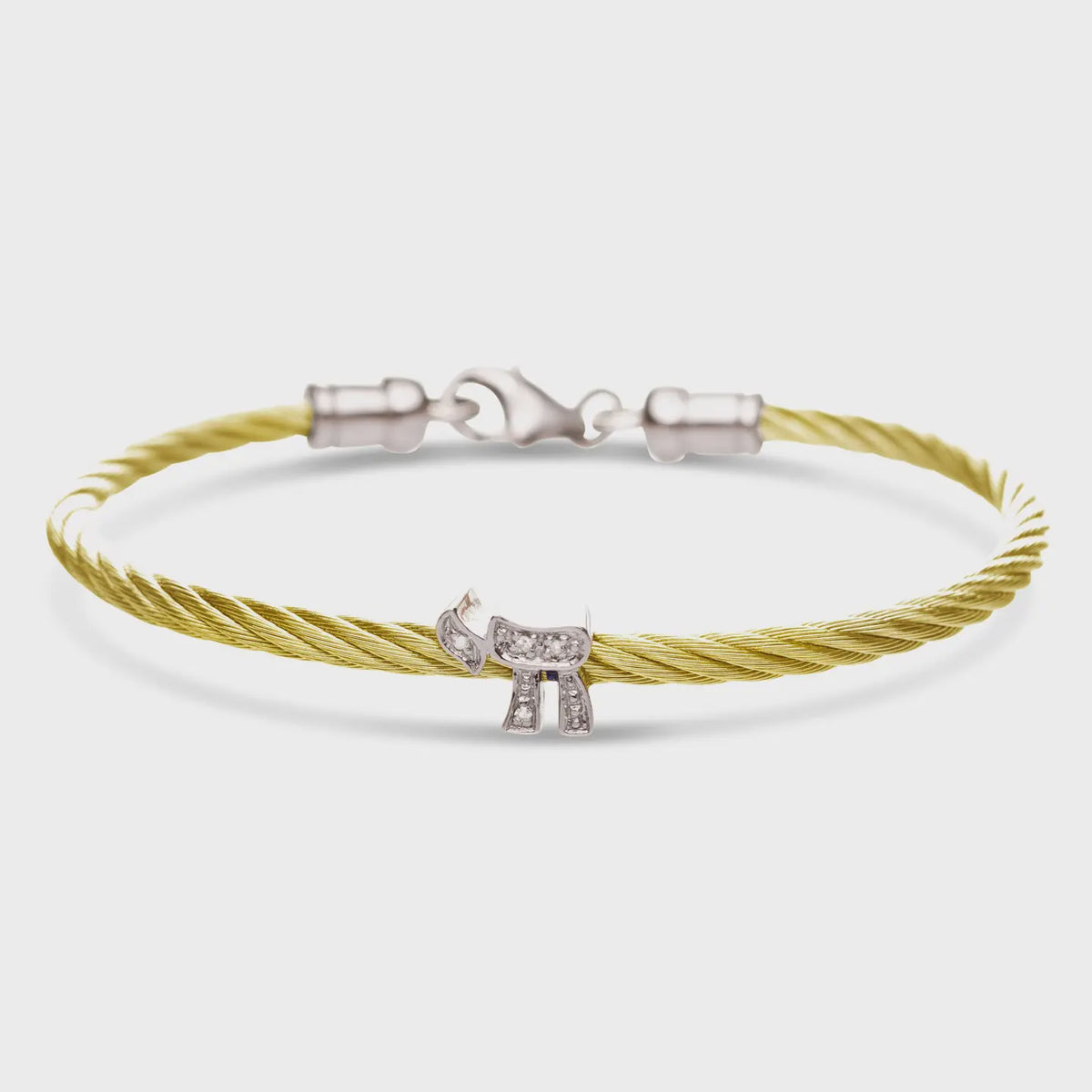 Yellow Stainless Steel Cable Chai diamond bracelet
