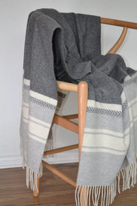 Hanover Grey Ivory Cashmere Wool Throw