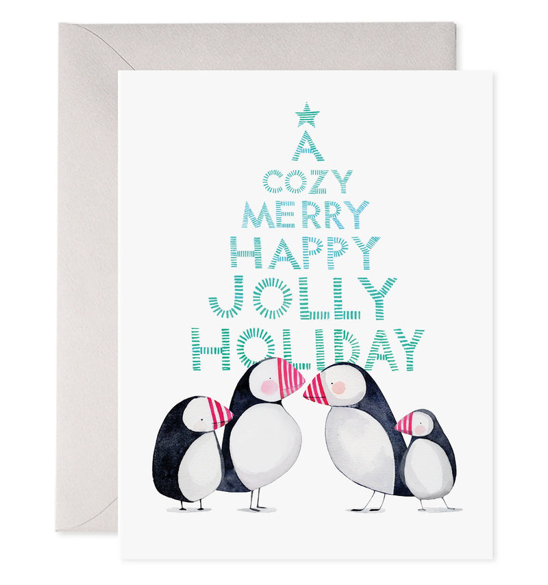 Jolly Puffins Christmas Card