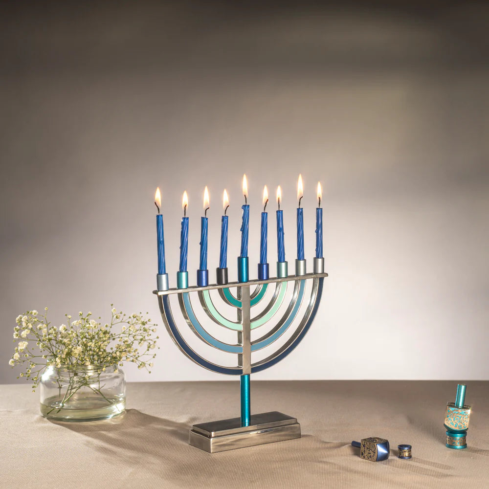 Large Blue Classic Chanukkah Menorah