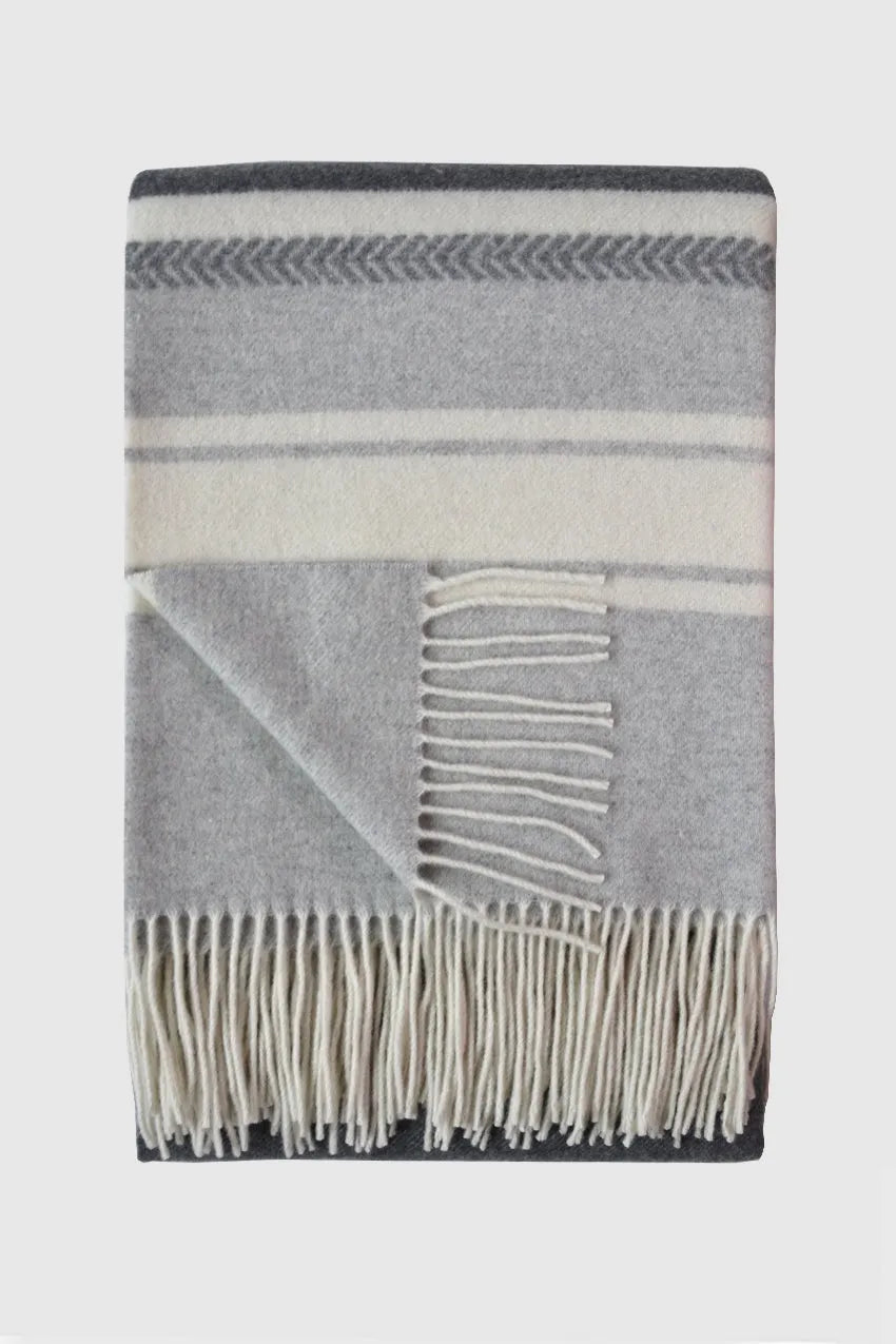 Hanover Grey Ivory Cashmere Wool Throw