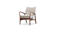 Mid-Centuary Lounge Chair with Cream Boucle Fabric