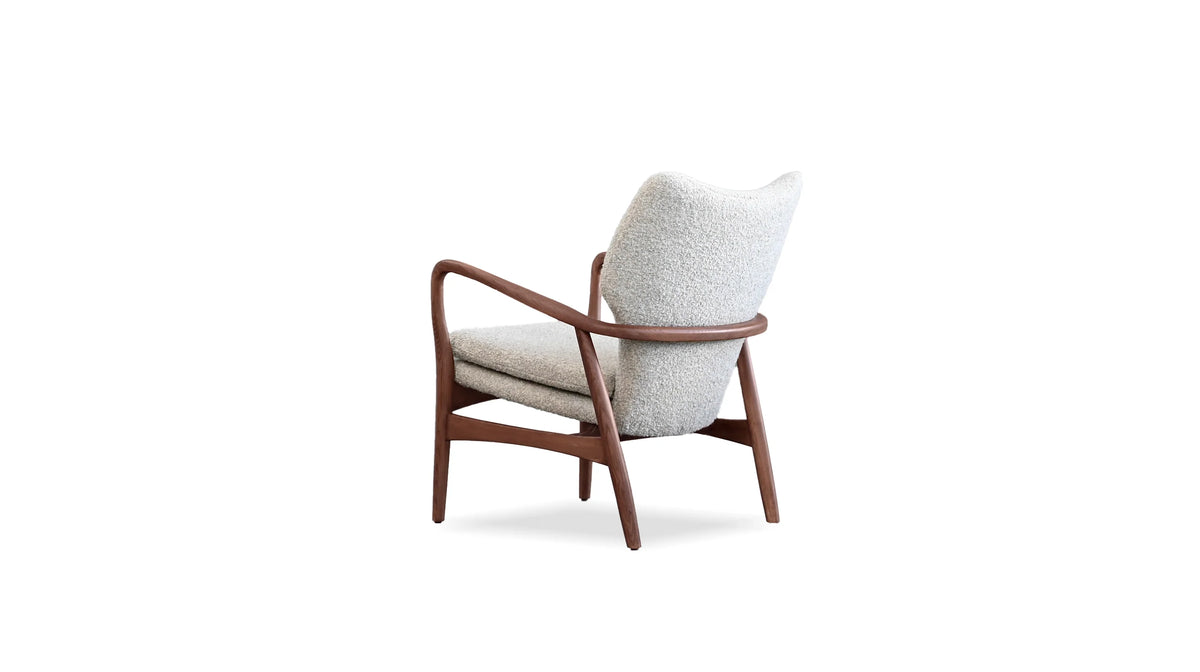 Mid-Centuary Lounge Chair with Cream Boucle Fabric