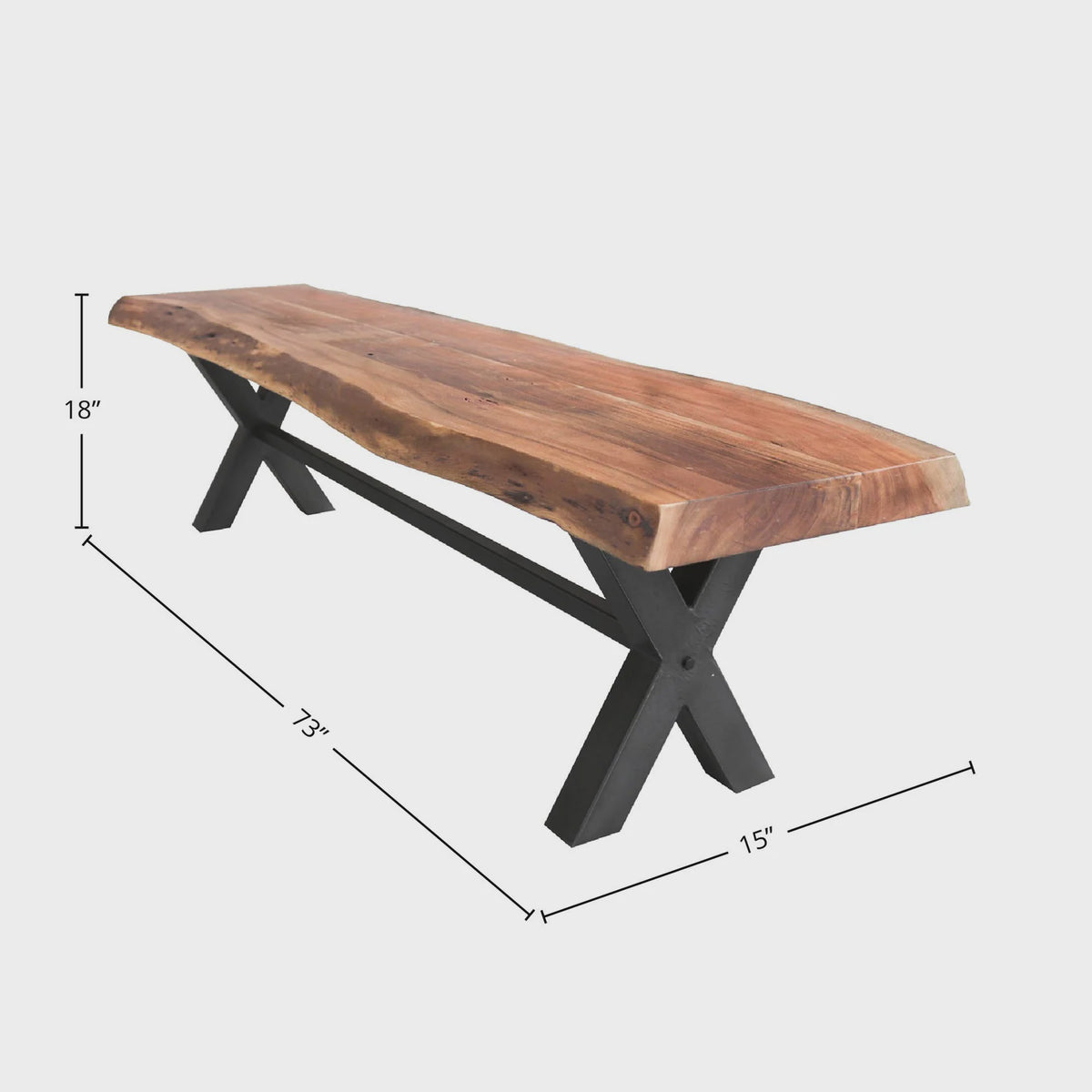 Live  edge Acacia Wood 73'' Bench