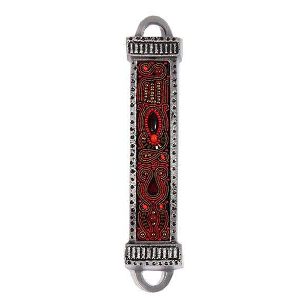 Mezuzah, Embroidery Maroon