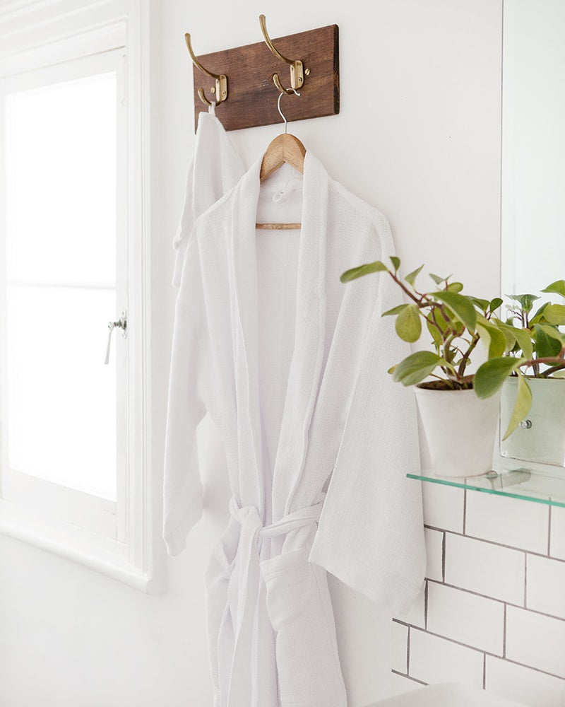 Mungo Cobble Weave Robe White