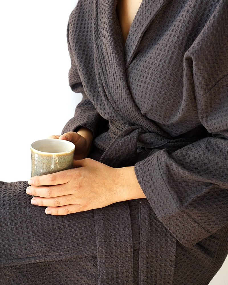 Mungo Cobble Weave Slate Bath Robe