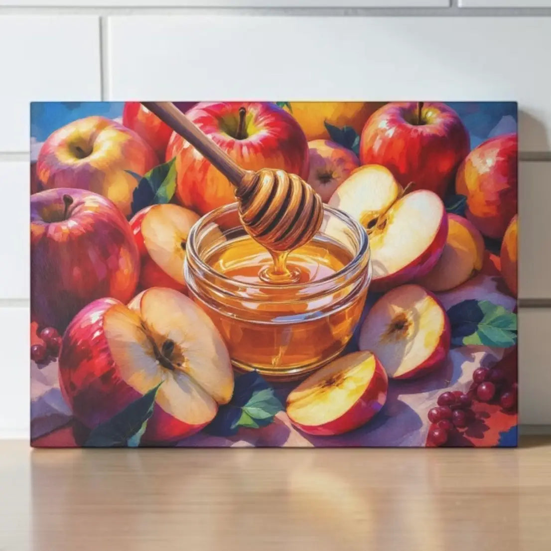 Shana Tova Apple Honey Tempered Glass Serving Board