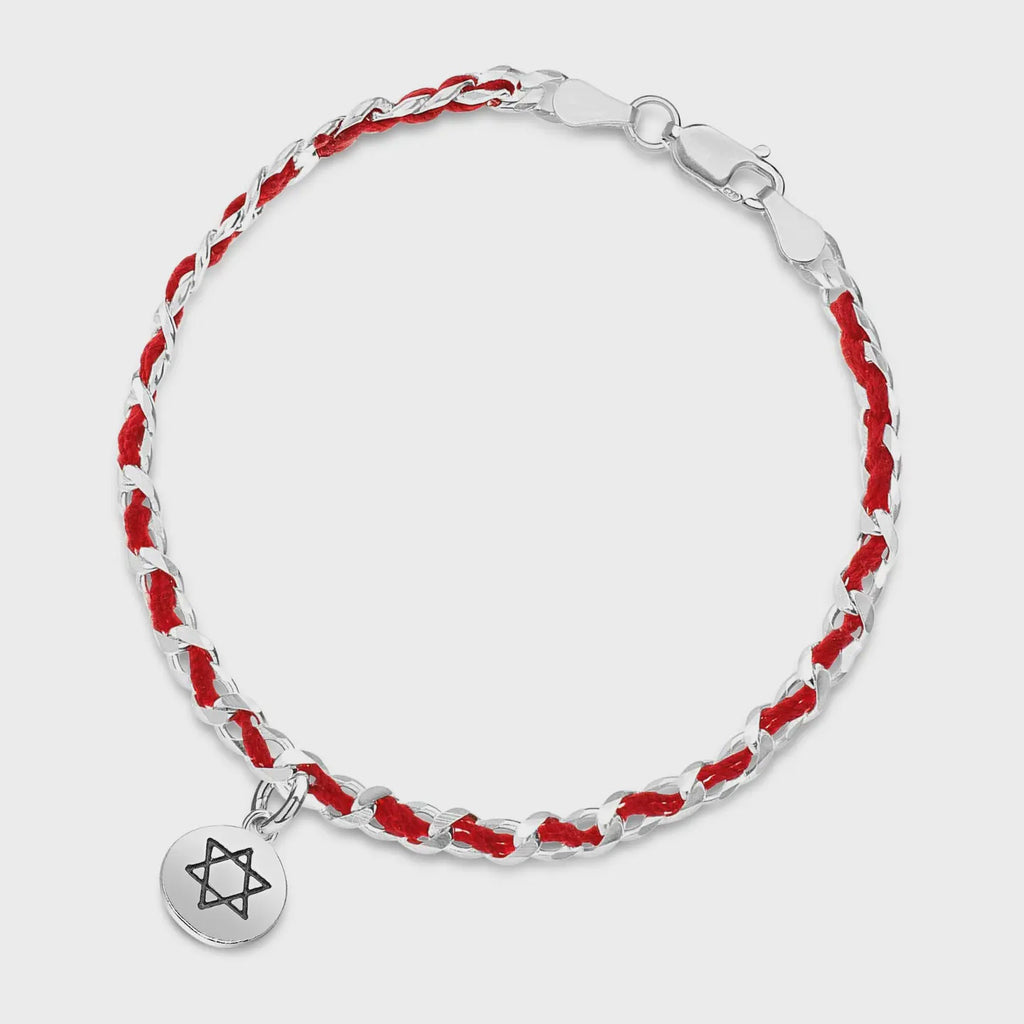 Red String Sterling Silver Bracelet with Star of David Charm
