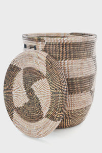 Herringbone Flat Lid Storage Basket