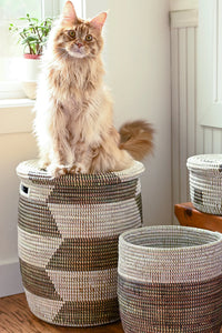 Herringbone Flat Lid Storage Basket