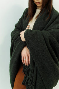 Baldwin Boucle Seaweed Green Wool Throw