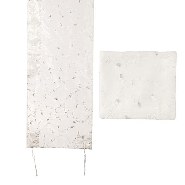 White Organza Tallis with Matching Bag