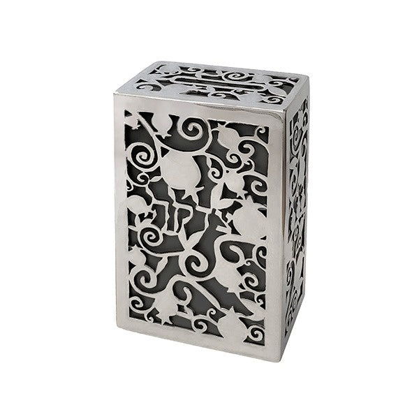 Metal Cut Out Pomegranate Tzedakah Box-Green