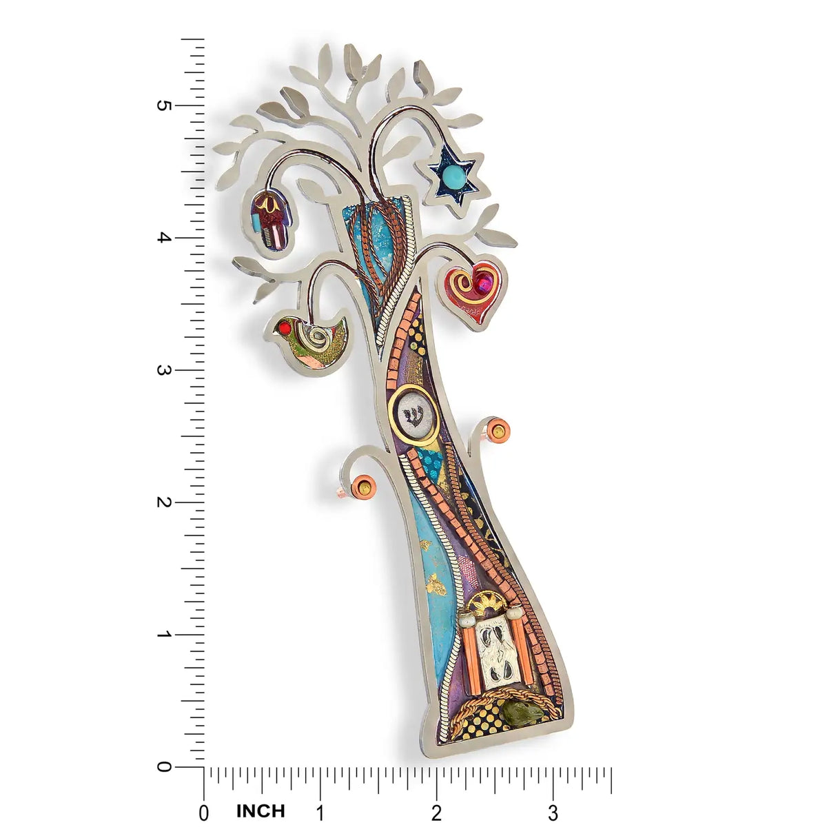 Tree of Life Mezuzah With Swarovski Crystals