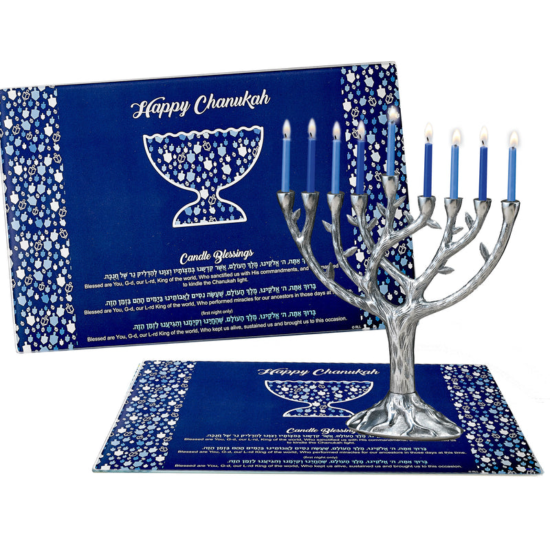 Chanukah Tempered Glass Drip Tray- Mosaic