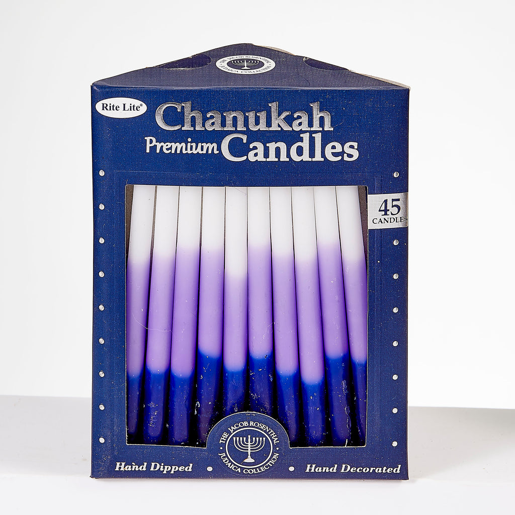Hand Dipped Chanukah Candles, Blue Purple White