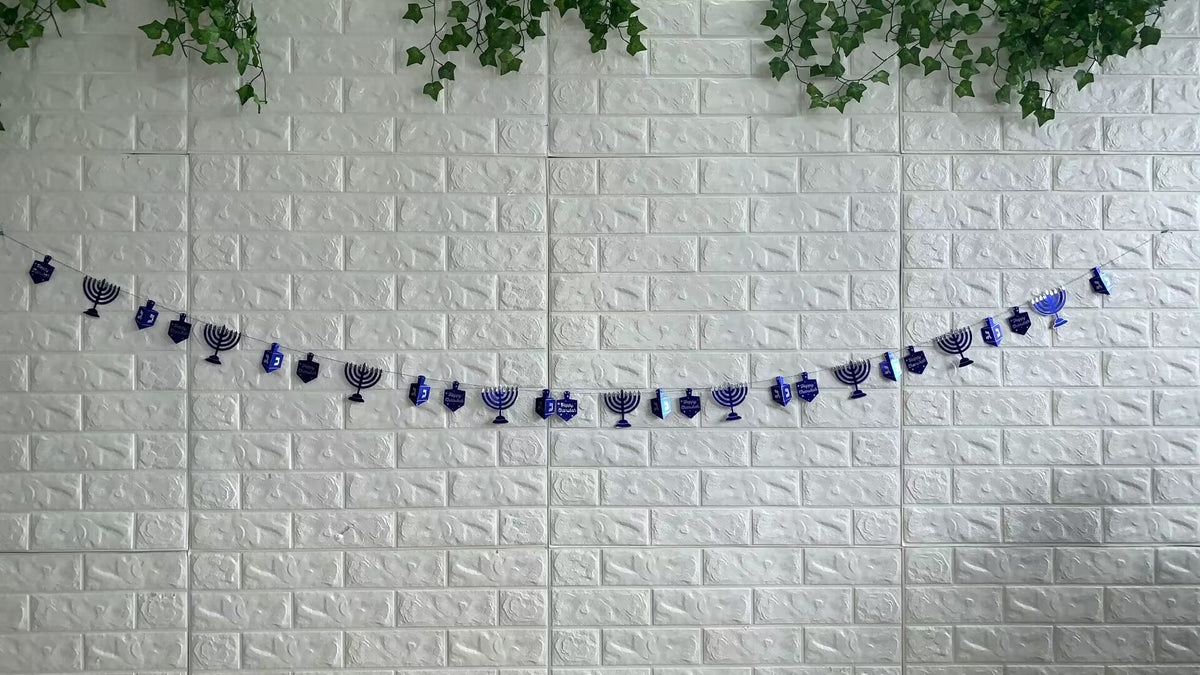 Chanukah Blue Silver Garland 9Ft