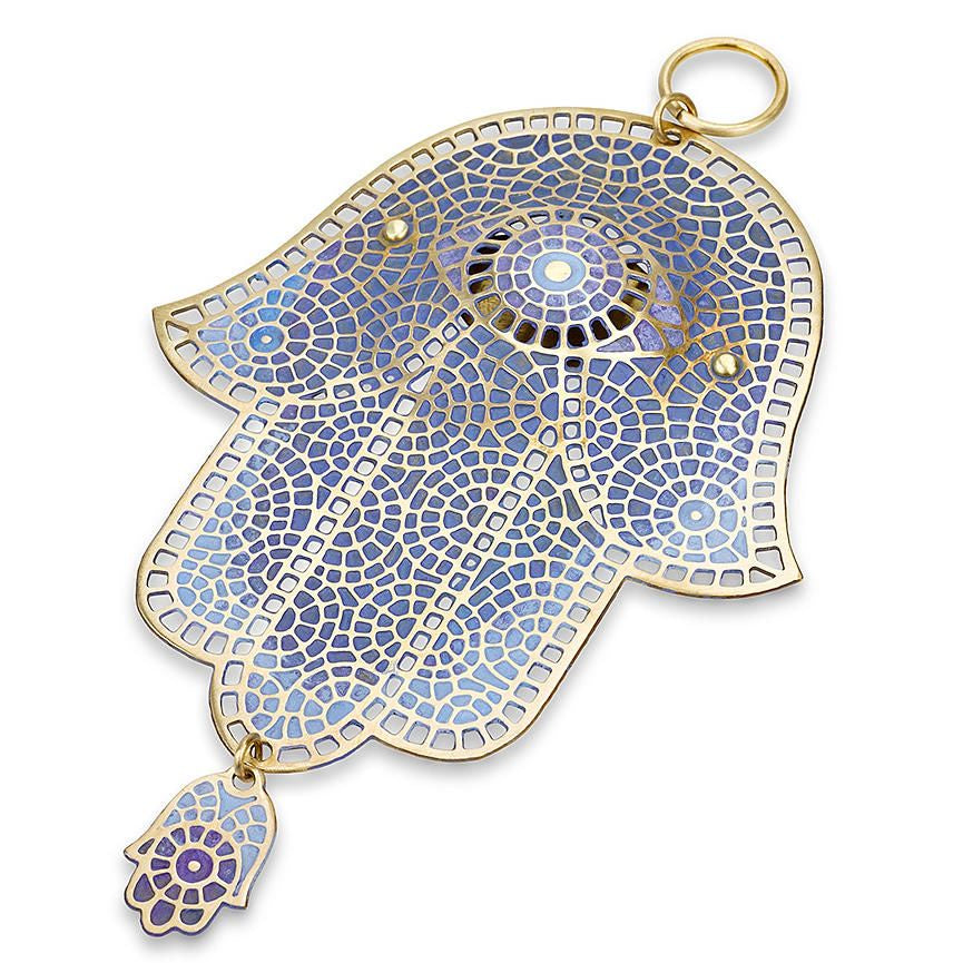 Mosaic Hand Painted Hamsa Blue