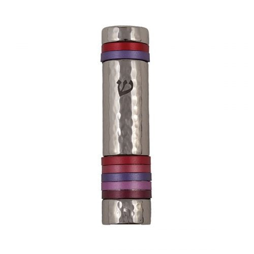Hammered Mezuzah Case in tones of Maroon