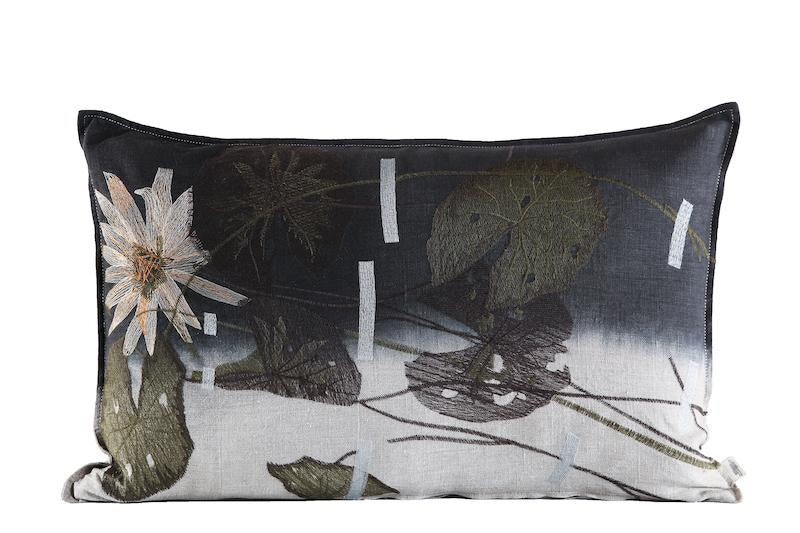 Lumi Embroidered Linen Pillow 28'' x 18''