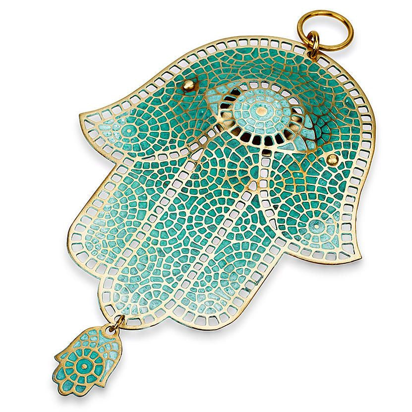 Mosaic Hand Painted Hamsa Patina