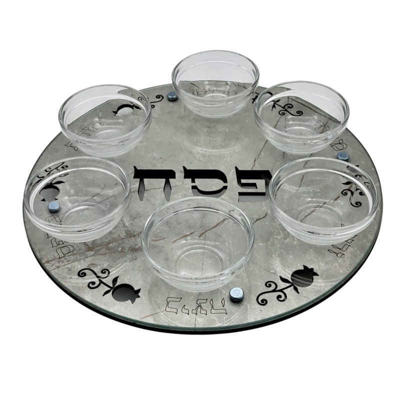 Wooden and Glass Seder Plate 13''