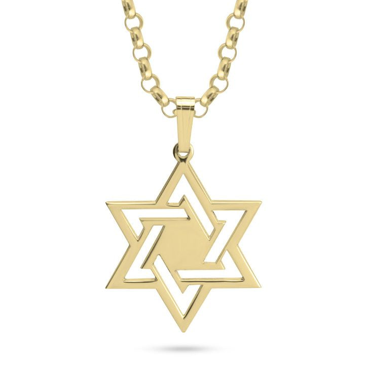 Interwoven Star of David Necklace-Gold