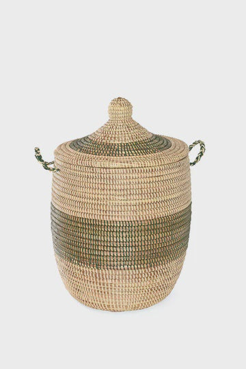 Small Lidded Storage Basket -Green