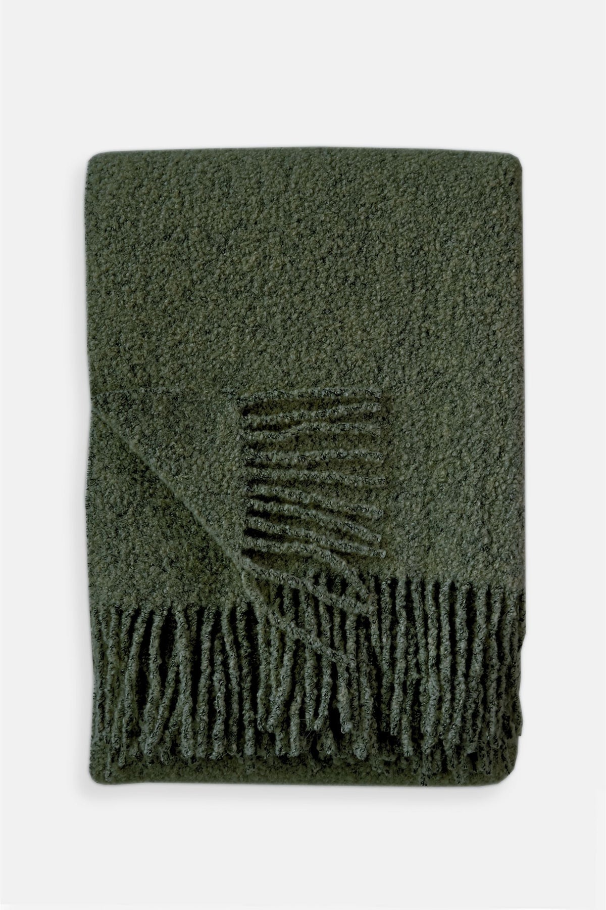 Baldwin Boucle Seaweed Green Wool Throw