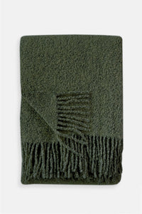 Baldwin Boucle Seaweed Green Wool Throw