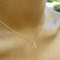 Tiny Star of David Pendant Yellow Gold Plate  or  Sterling Silver