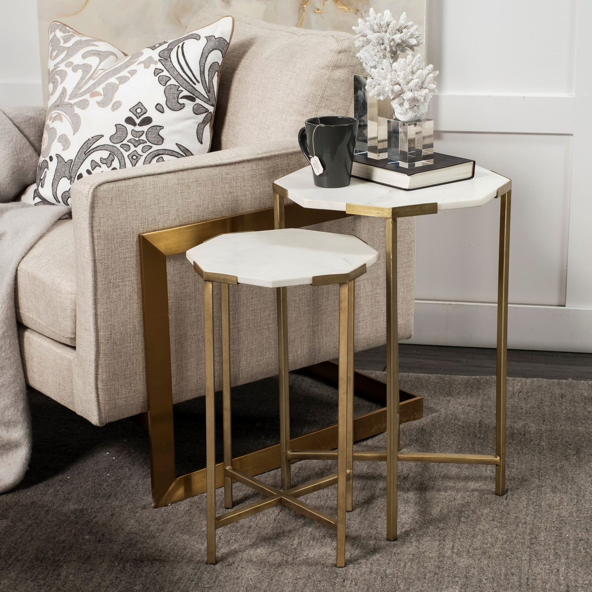 Side Tables, Marc, Marble Set of 2