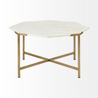 Coffee Table, Alicia White Marble and Brass