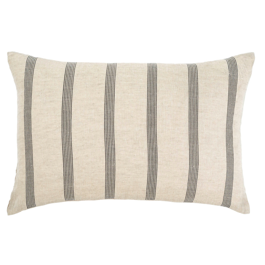 Stripe Belgium Linen Lumbar Pillow 16'' x 24''