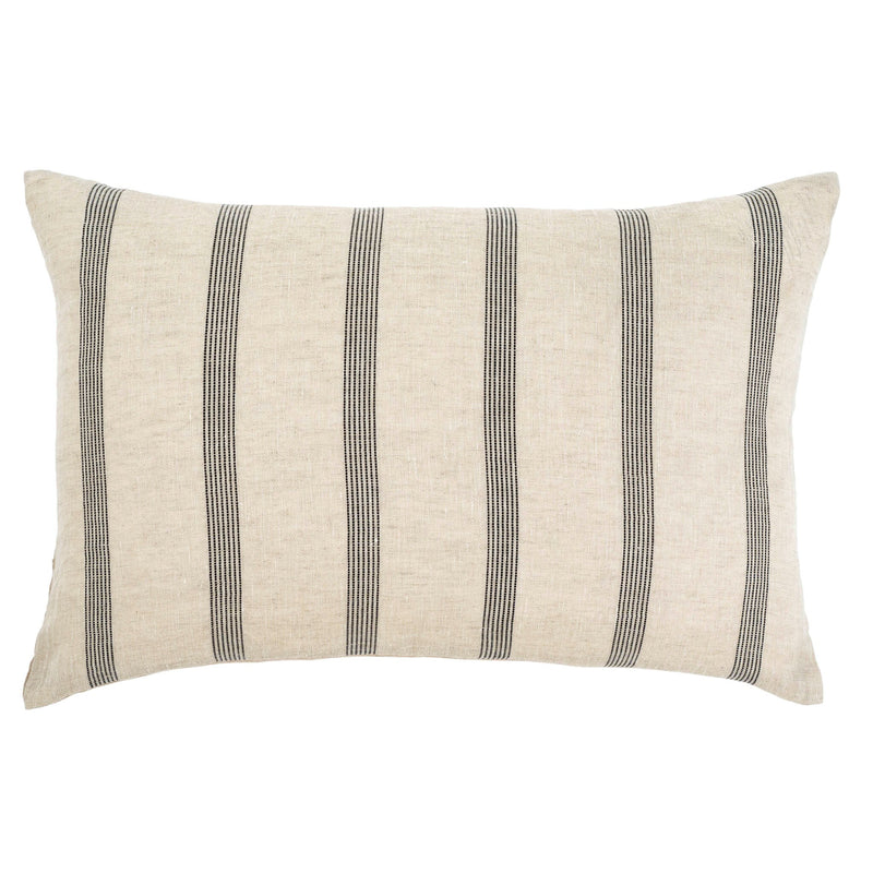 Stripe Belgium Linen Lumbar Pillow 16'' x 24''
