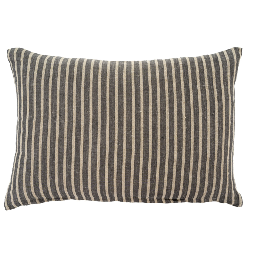 Pinstripe Linen Lumbar Pillow 16'' x 24''