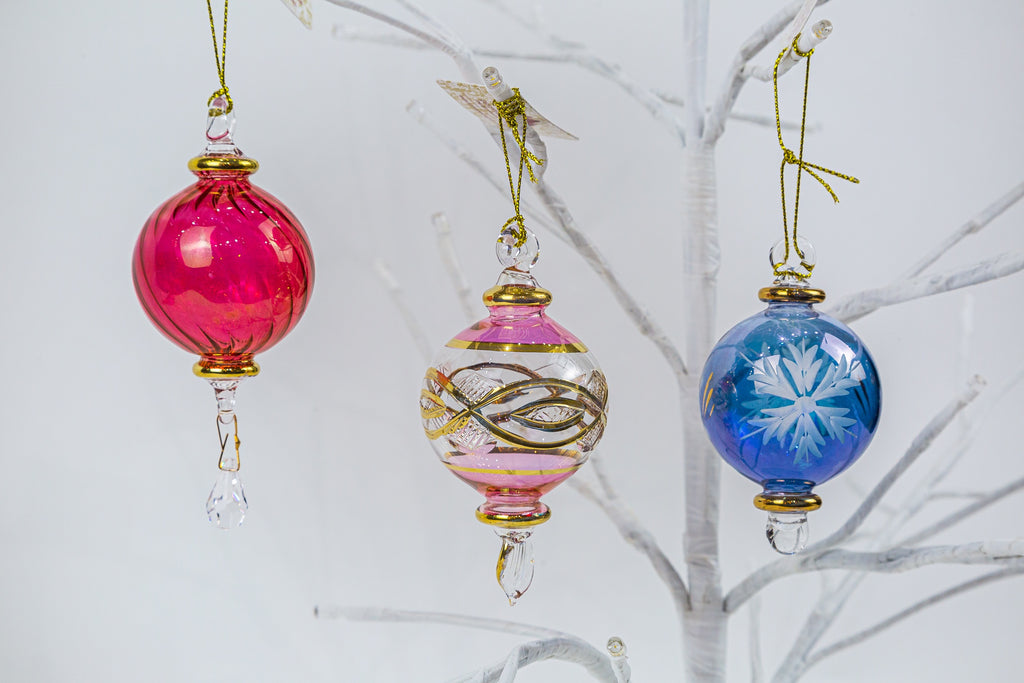 Set of 3 Glass  Ball Christmas Ornaments 4.5''