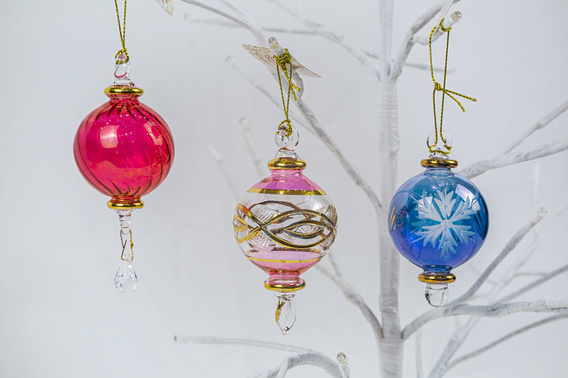 Set of 3 Glass  Ball Christmas Ornaments 4.5''