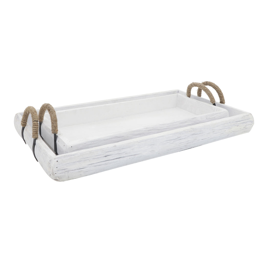Whitewash set of 2 Trays.