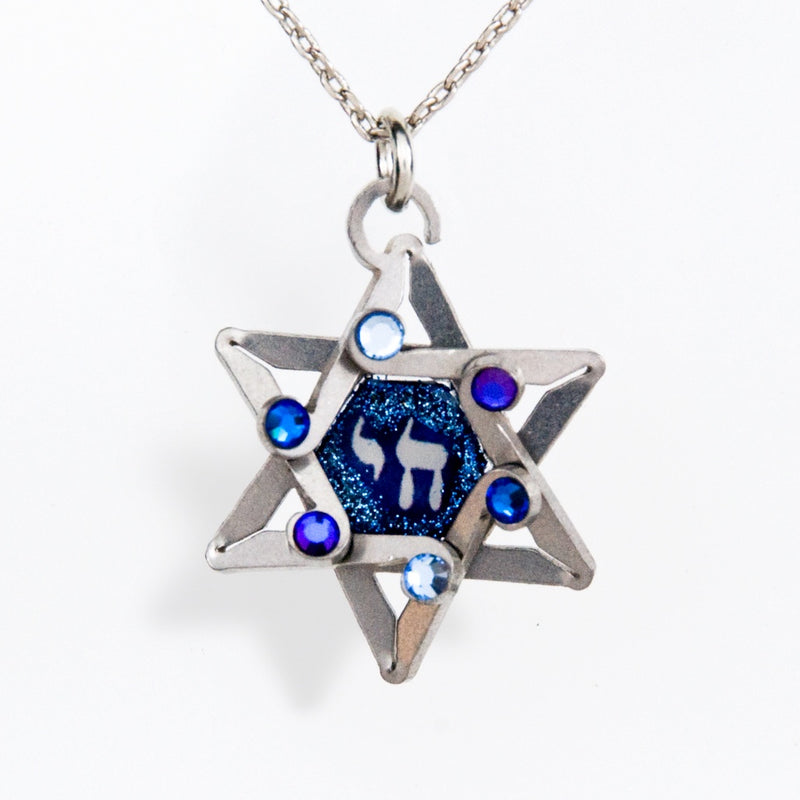 Blue Star of David Necklace