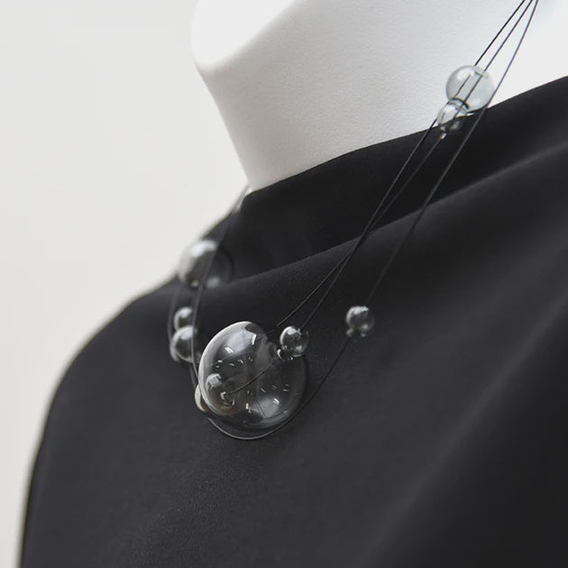 Cumulus Layered Necklace - Grey Glass