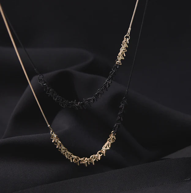 Pursuits Sprinkling  Tri Necklace -Black Gold