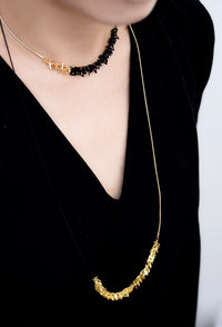 Pursuits Sprinkling  Tri Necklace -Black Gold