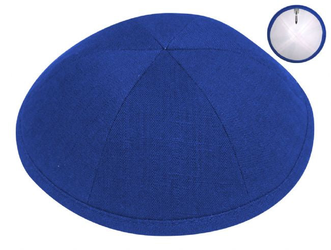 Linen Kippah, Royal Blue