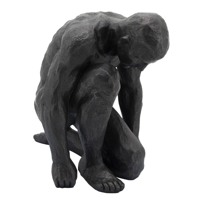 Kneeling Man 16'' Resin Sculpture